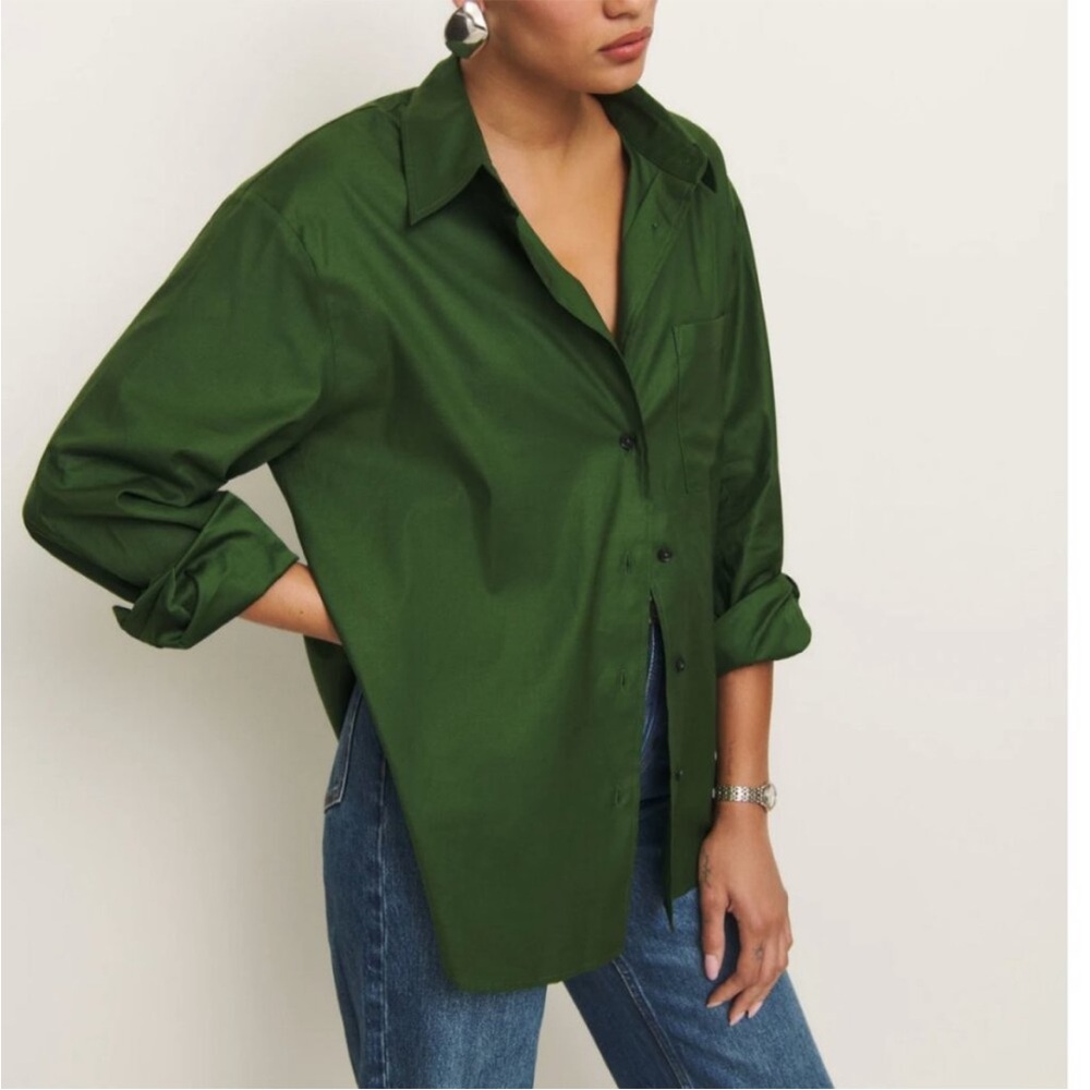 Reformation Will Oversized Shirt Grass Green